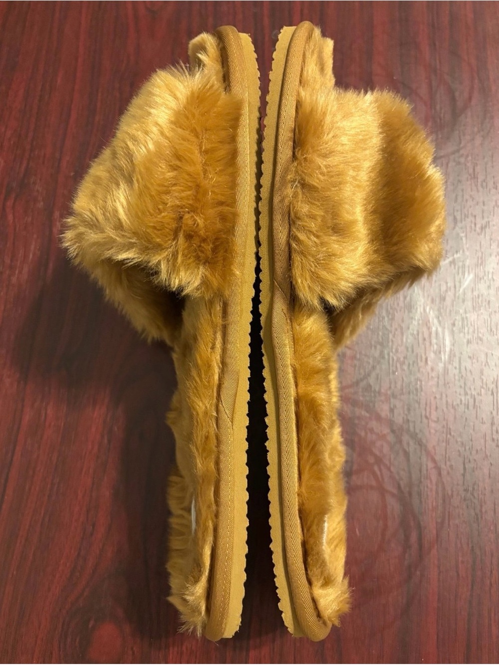 Plush Faux Fur Slide Slippers - Camel Brown - Picture 3 of 6